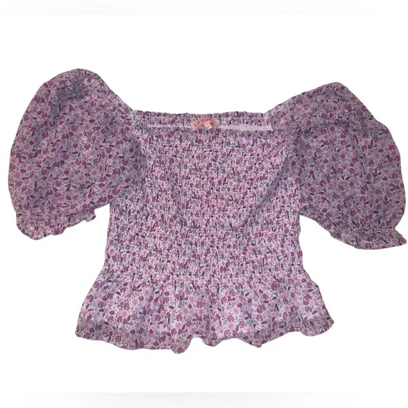Leyden floral smocked Top Peplum hem New - Picture 6 of 6